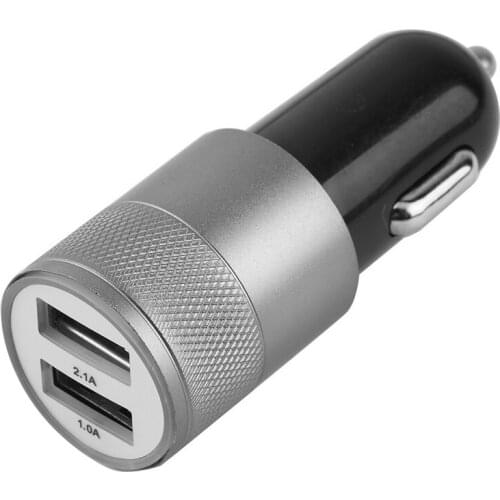 New Strong Compatible DC12-24V 2.1A 1.0A Aluminium Dual USB-port USB Universal Car Charger Adapter Suitable For iphone6/6s/5