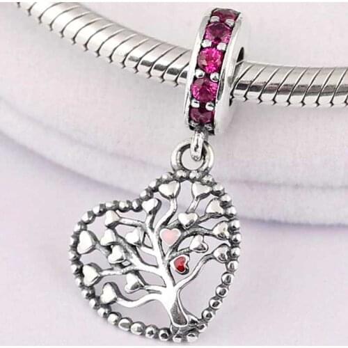 Original Openwork Tree of Love With Crystal Pendant Beads Fit 925 Sterling Silver Bead Charm Bracelet Bangle Diy Jewelry