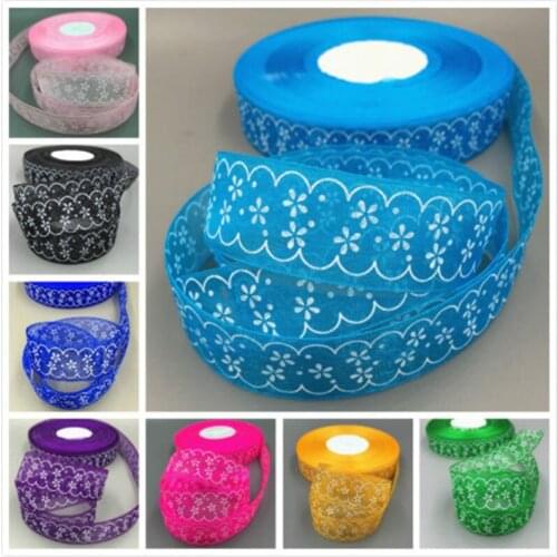 DIY 20Yards 1"( 25mm) Satin Edge Sheer Organza printing Craft Wedding decoration