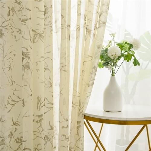 Lily Flower Pattern Curtains Modern Curtains For Living Room Bedroom Cafe Decoration Window Voiles Tulle Curtain