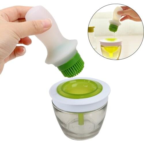 Wonderlife BBQ Silicone Brush with Glass Bottle Barbecue Gadget Basting Brushes Kitchen Cooking Tools Honey Olive