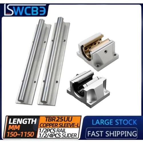 Standard TBR box type linear rail slide TBR25, L=150-1150mm,TBR25UU flange slider/copper sleeve, free shipping mechanical parts