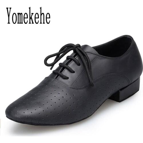 New Men Ballroom Latin Dance Shoes Professional Boy Adult Modern Salsa Tango Dancing Shoes Genuine Leather Soft Sole Hot Selling