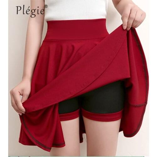 Plegie Plus Size 4XL Shorts Skirts Womens 2020 Autumn A line Sun School High Waist Pleated Skirt Female Korean Elegant Skirt