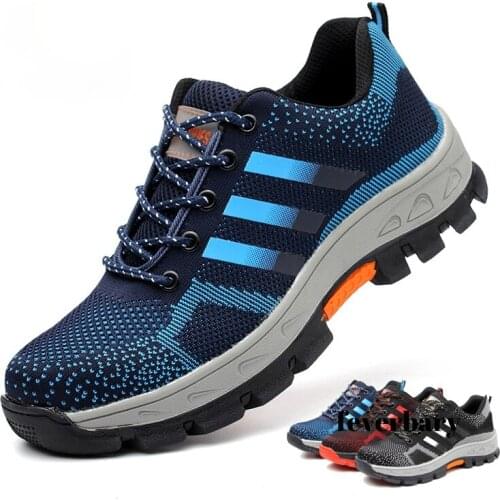 Work Safety Shoes For Men Summer Breathable Boots Working Steel Toe Anti-Smashing Construction Safety Work Sneakers 1