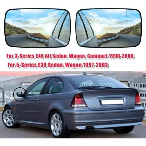 2X Blue Side Wing Mirror Rearview Mirror Glass Heated For-BMW E39 E46 320I 330I 325I 525I 1998-2006 LH/RH 51168250436