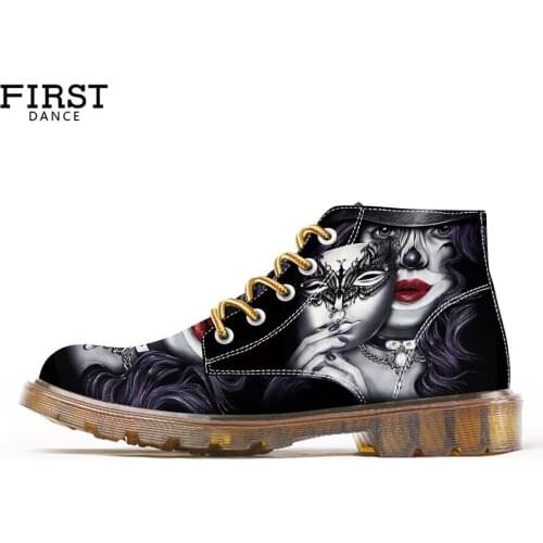 2019 New Style Cool Skull Boots for Woman Fashion Boots Lady Ankle Boots Customize Print Sneakers Shoes for Women