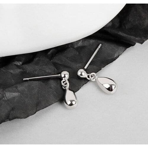 VENTFILLE 925 Sterling Silver Long Earrings Female Korean Style Simple Temperament Water Drop Ear Studs Jewelry Birthday Gifts