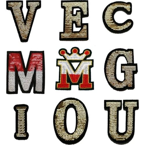 Gold Bright Piece English Letter Patch Clothes Ironing Logo Name Free Combination Embroidery Decal Decoration Patch