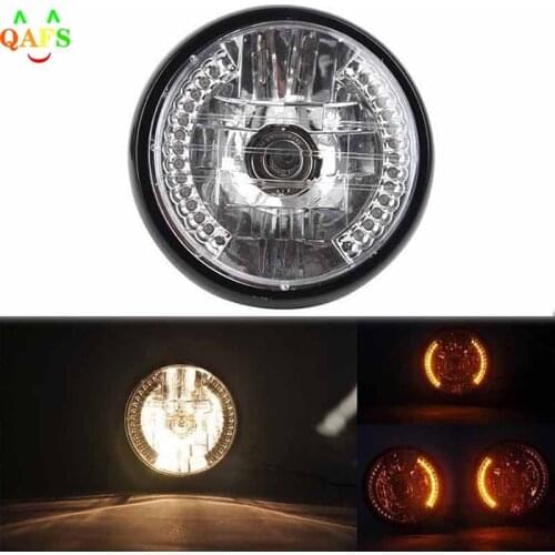 Universal 1Pc Black 7 Inch Motorcycle Headlight H4 35W LED Head Lamp 9 Wires Turn Signal Light