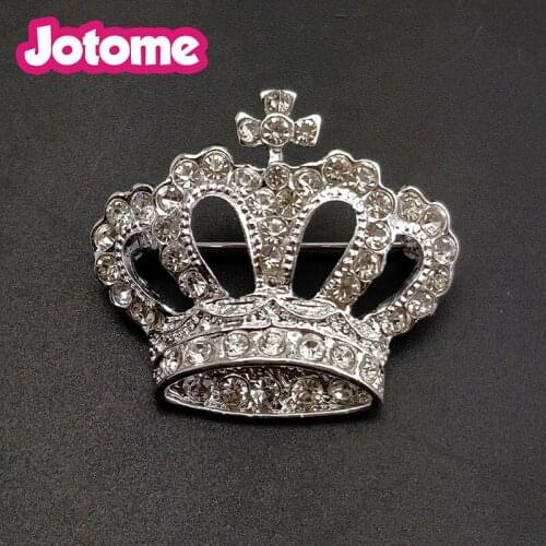 10pcs free shipping vintage style 35mm crystal royal crown brooch