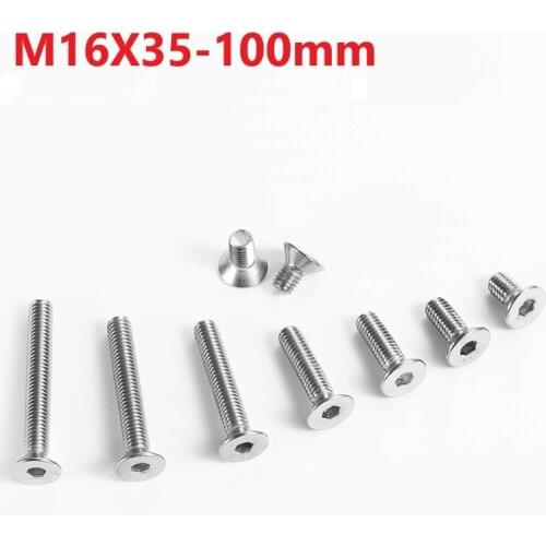 16mm 304 Stainless Steel Hexagon Socket Countersunk Flat Cap Head Screw M16x30 35 80 85 90 100mm Countersunk Socket Head Screw