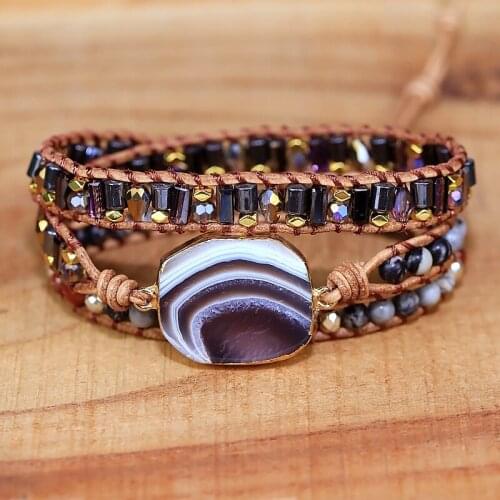 2021 Striped agate random shape charm bracelet vintage style Unique Handmade gift jewelry wholesale