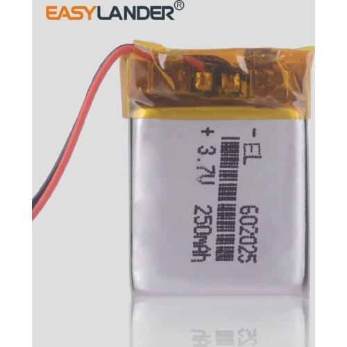 3.7V 250mAh 602025 Lithium Polymer Li-Po li ion Rechargeable Battery cells with PCM For Mp3 Playmer MP5 GPS PSP mobile bluetooth