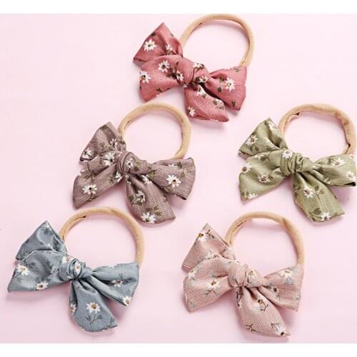 36pc/lot 4" Cotton Fabric Bows Nylon Headband,Floral Print Hair Bows With Nylon Headband Children Kids Girls Hair Accessories