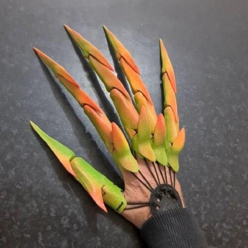 3D Printed Halloween Articulated Fingers Extension Halloween Long Finger Decoration Props Horror Ghost Claw Prop Movable Finger