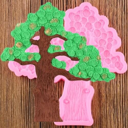 3D Pine Trees Silicone Mold Cake Border Fondant Mould DIY Party Cake Decorating Tools Polymer Clay Candy Chocolate Gumpaste Mold