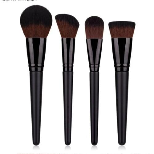 4 Pcs Makeup Brush Suits Contour Foundation Powder Eyeshadow Highlight Concealer Eyebrow Lips Eyeliner Black Make Up Tool Sets