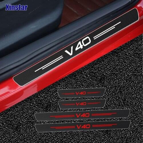 4PCS Carbon Fiber Stickers Vinyl Sport Decals For Volvo V40