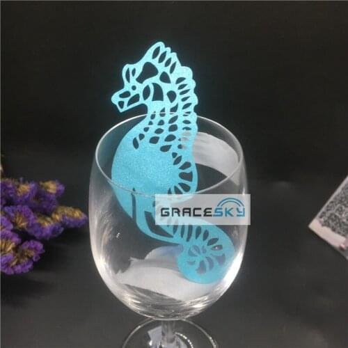 60pcs/lot Laser Cutting Hippo Glass Cards Place Name Cards Wedding Party Table Invitation Cards Birthday Event Decoration