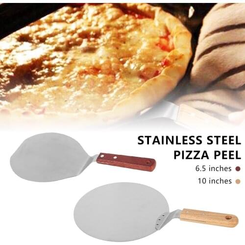10inch Aluminum Pizza Peel Shovel with Wooden Handle Cake Shovel Baking Tools Cheese Cutter Peels Lifter Tool Pizza Shovel