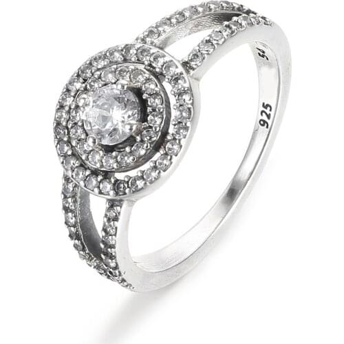 Authentic S925 Silver Sparkling Double Halo Ring For Women Wedding Party Gift fit Lady Fine Jewelry