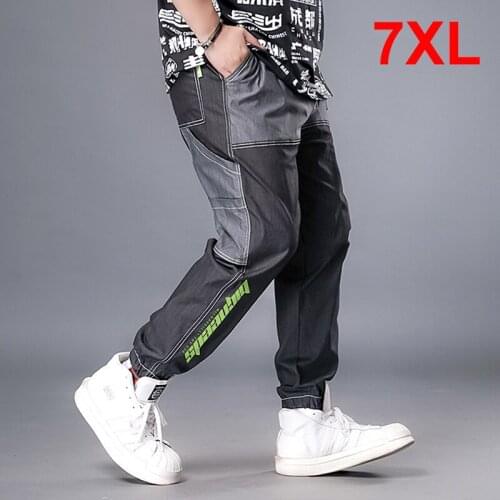 Patchwork Cargo Pants Men Joggers Sweatpants Summer Autumn Baggy Pants Male Streetwear Trousers Elastic Waist Plus Size 7XL