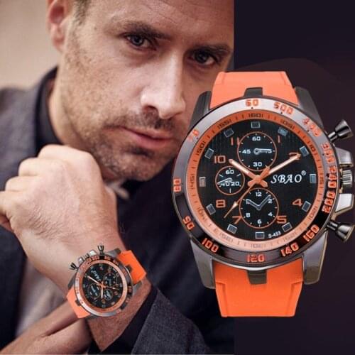 Watches For Men Stainless Steel Luxury Sport Analog Quartz Modern Men Wrist Watch Fashion Orange Leather Band Watch 2021