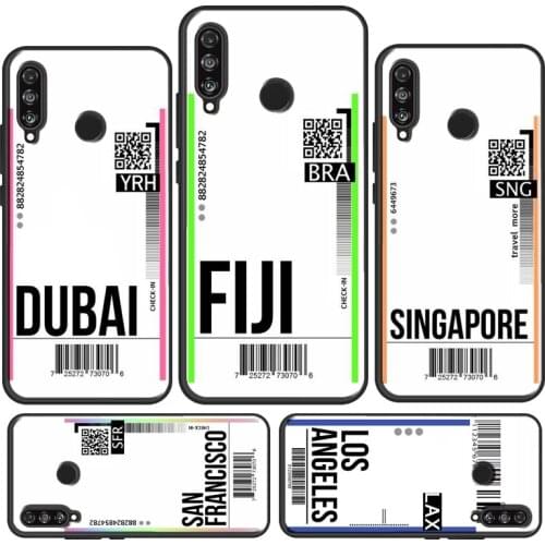 Fly Ticket Air Tickets Travel Label Case For Huawei P30 Pro P20 P40 Mate 20 Lite Nova 5T P Smart 2019 Honor 8A 8X 9X 10i 20