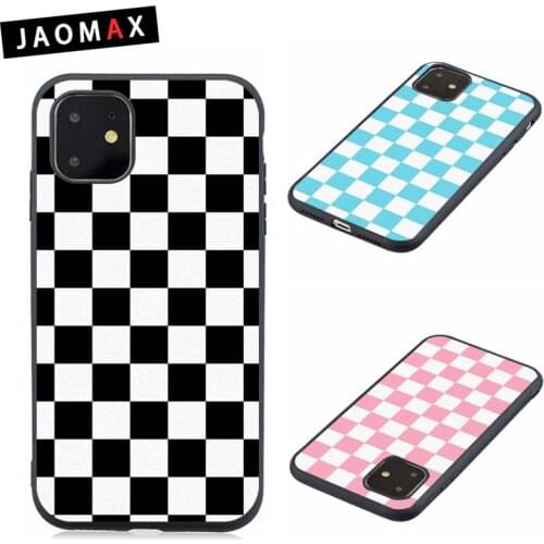 Jaomax Checkerboard Plaid Checked Checkered Case For iPhone 11 pro Max Xs Xr 6s 7 8 plus Soft Black Silicon Back Cover