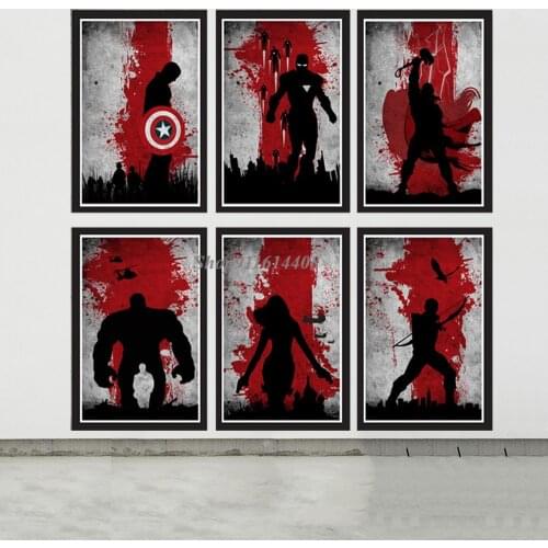 Black Widow Loki Marvel Retro Movie Poster Anime Movie Canvas Painting Wall Art Prints Living Room Picture Home Decor Watercolor