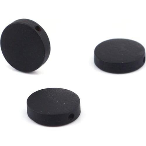 100 PCs Wood Spacer Beads Flat Round Black Wooden Bead For DIY Fashion Jewelry Making About 15mm Dia, Hole: Approx 2.2mm