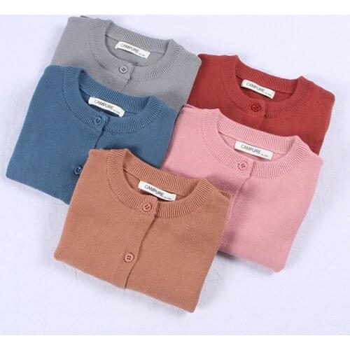 School Spring Autumn Kids Baby Cotton Knit Sweater Candy Color Cardigan Solid Color Cardigan Childrens Sweater 1-6 Years