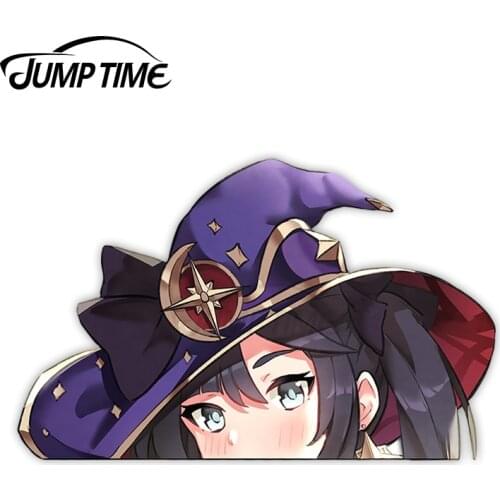 JumpTime 13 x 7.3cm Mona from Genshin Impact Peeker Decal Windshield Windows Cartoon Car Stickers Anime Waterproof Car Stickers