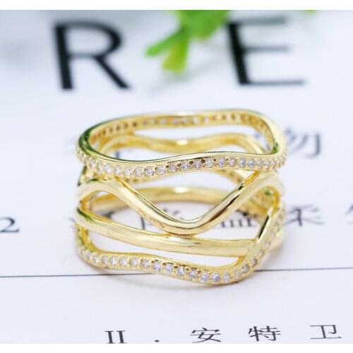 Free shipping Authentic 925 Sterling Silver Shine Lines Rings CZ Crystal Ring For Women European Original DIY Jewelry