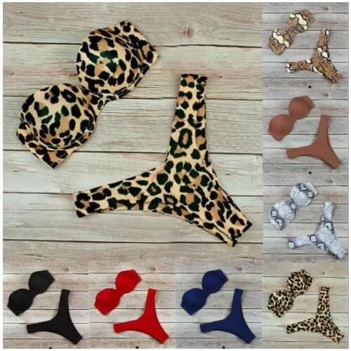 Summer Biquinis Sexy New Women Swimming Sports Bikini set Padded Bra Thong Leopard Bikini set Brazilian Swimsuit Beachwear Femme