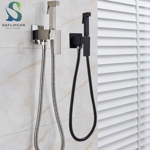 Square Bathroom Sprayer Brass Hot and Cold Water Faucet Crane Flush Toilet Tap Spout Flush Floor Sprayer Bathroom Faucet