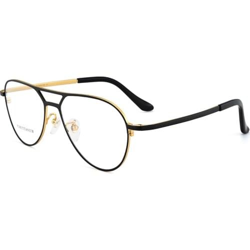 KJDCHD Titanium Eyeglasses Frame Men Aviation Glasses Spectacles for Man Prescription 151mm Wide Face 10g Ultra-light Vintage