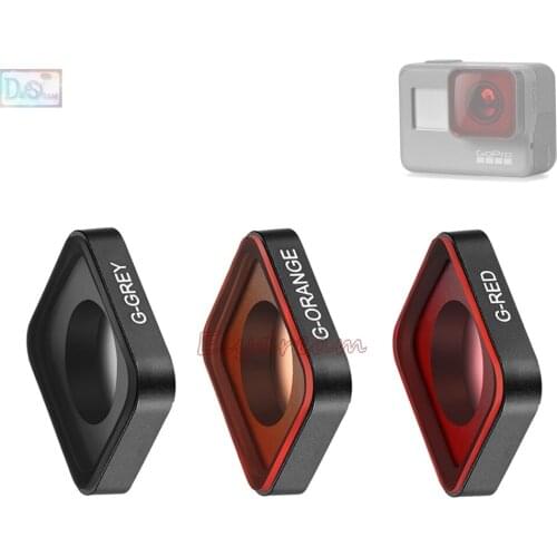 Gradient Red Orange Grey Star Cross 6 Line Protective Lens Replacement Filter Kit for Gopro Hero 7 6 5 / Hero 2018 Graduated