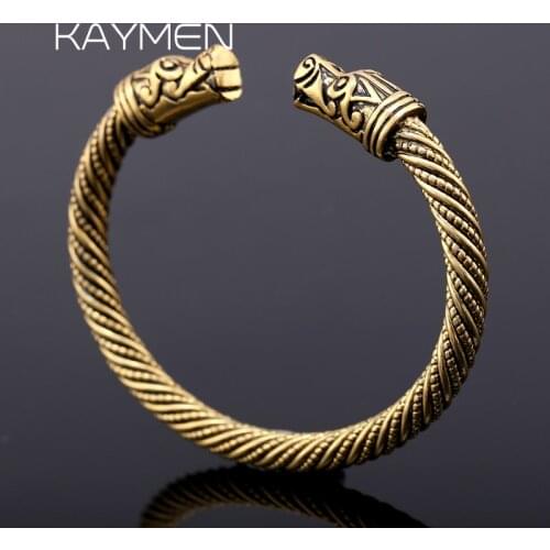 Kaymen New Dragon Viking Bangle Vintage Cuff Bracelet Bangle for Men Women Unisex Jewelry Statement Nail Bangle 3288