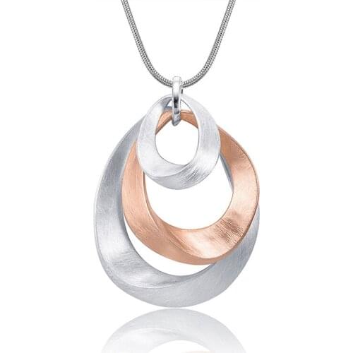 Alloy Pendant Necklaces For Women Rose Gold/Silver Color Multiple Circles Fashion Charms Jewelry Long Necklace