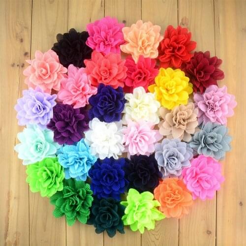 60 pcs/lot , 10 cm Shabby Chiffon Flower For Hair Headband Hair Accessories