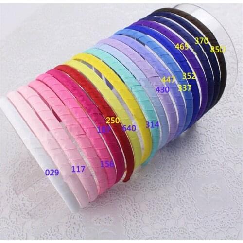 500pcs 3/8" girl Hair Accessories grosgrain ribbon Lined Covered Plastic Hair Band Christening Performances hard Headband FJ3101