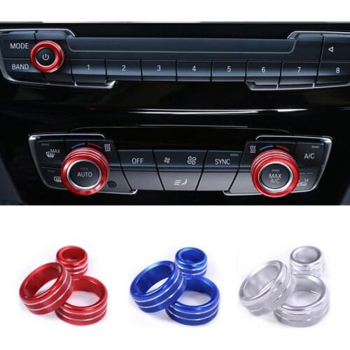 3Pcs Car Styling for BMW 1 2 3 4 Series GT X1 F47 F48 13-17 Air Conditioning Knobs Audio Circle Trim (Only for AUTO button)