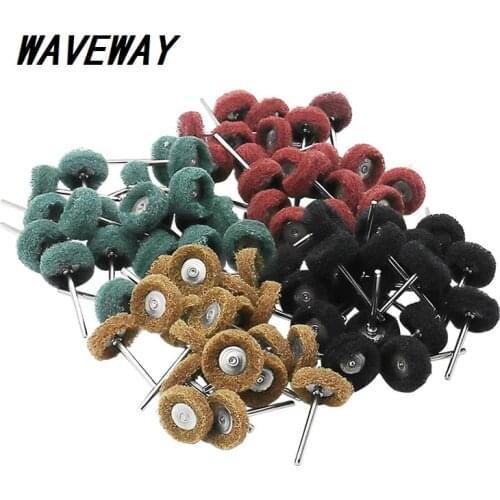 80pcs / set Mini Brush Scouring Pad Abrasive Wheel Nylon Fiber Grinding Sanding Head Buffing Polishing Wheel 1"25mm Set For Drem