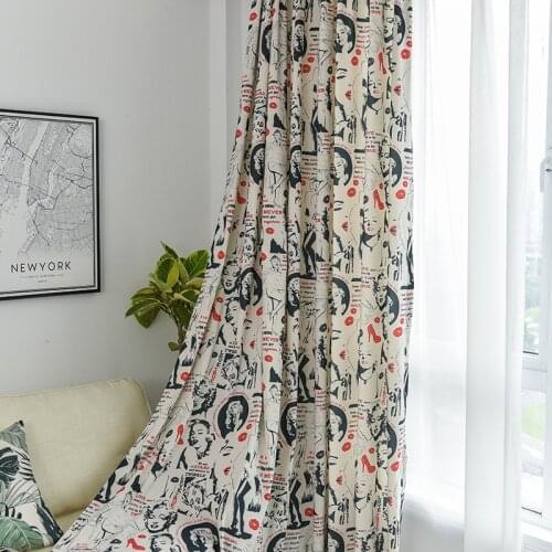 European-style Polyester Cotton Curtain Modern Printed Curtains for Living Room Bedroom Window Tulle Curtains Decoration Custom