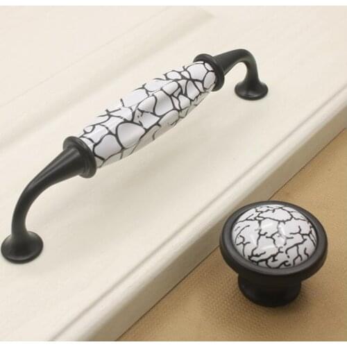 Modern Black and White 128mm Cabinet Handles and Knobs Brief Style Handle and Knob