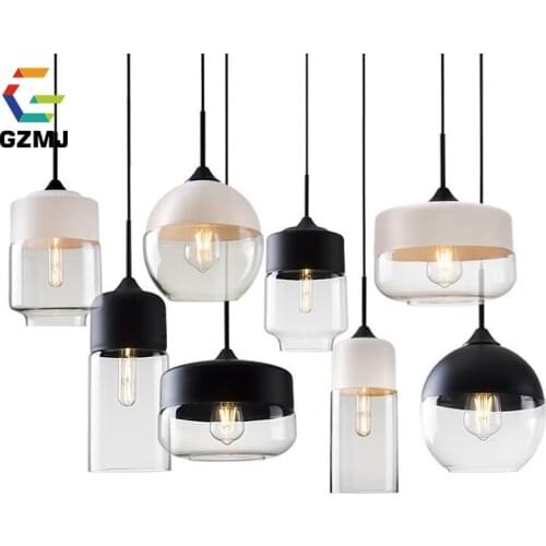 GZMJ Modern Pendant Lights New Brief Glass Hanglamp E27 Base Loft Decor Hanging Lamp for Kitchen Restaurant Cafe Bar Living Room