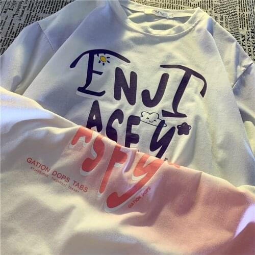 WomenS Tie-Dye T-Shirt Harajuku Printed Letters Short-Sleeved Loose Tops Summer Casual All-Match WomenS T-Shirt 2021 Fashion