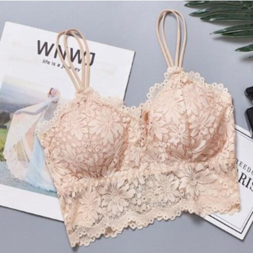 Lined Floral Bralette Plus Size Brassiere Top Women Sexy Bra Top Solid Vest Lace Seamless Breathable Push Up Top Underwear New